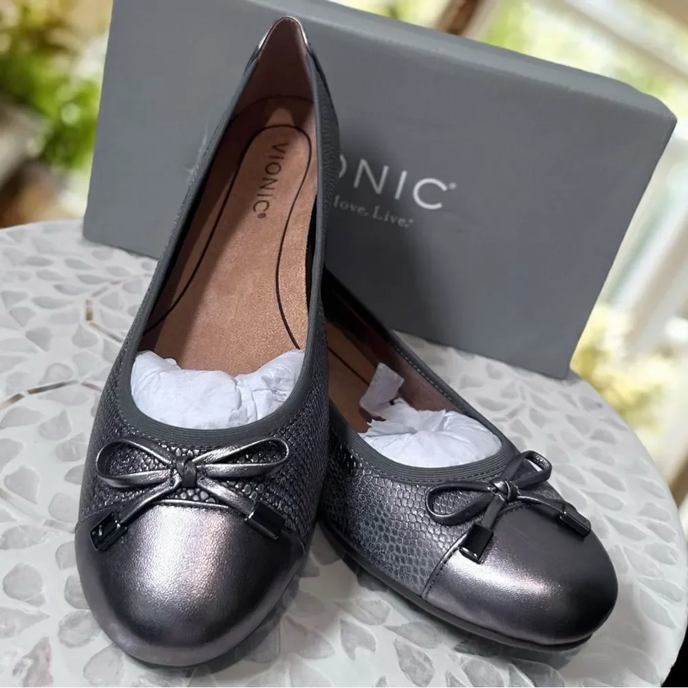 Vionic Women's Minna Ballet Flat Pewter
